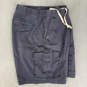 Tommy Bahama Survivor Shorts Men XL Navy Cargo Pockets Elastic Waist 8” Inseam